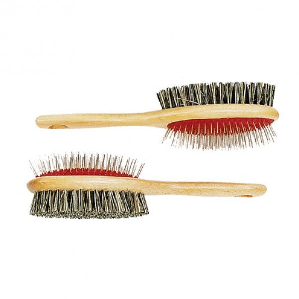Mane and tail brush double with wooden handle